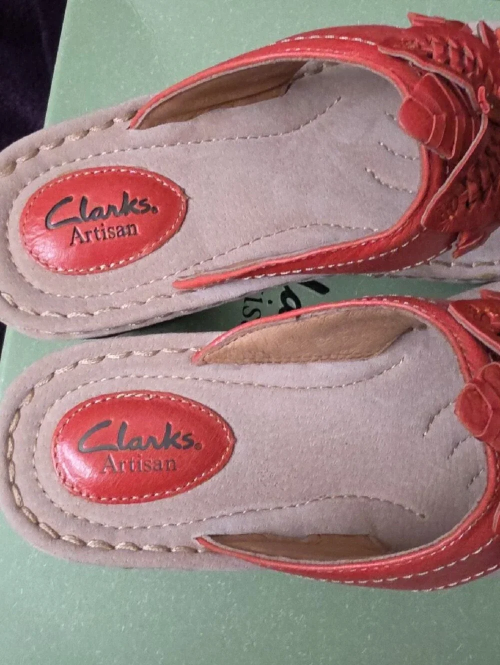 Clarks Coral Latin Palm Leather Floral Sandals Sz 8